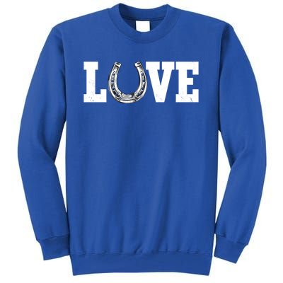 Love Horseshoe Horse Horseback Riding Lover Cow Gift Tall Sweatshirt