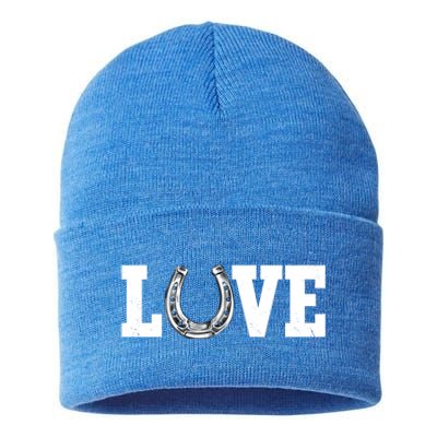 Love Horseshoe Horse Horseback Riding Lover Cow Gift Sustainable Knit Beanie