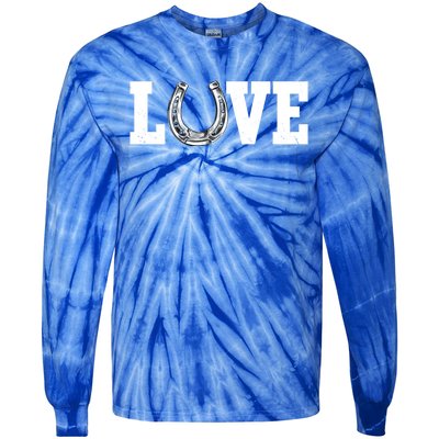 Love Horseshoe Horse Horseback Riding Lover Cow Gift Tie-Dye Long Sleeve Shirt