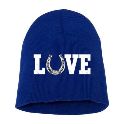 Love Horseshoe Horse Horseback Riding Lover Cow Gift Short Acrylic Beanie