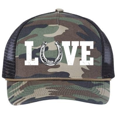 Love Horseshoe Horse Horseback Riding Lover Cow Gift Retro Rope Trucker Hat Cap