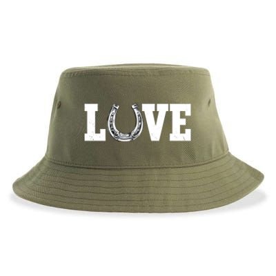 Love Horseshoe Horse Horseback Riding Lover Cow Gift Sustainable Bucket Hat