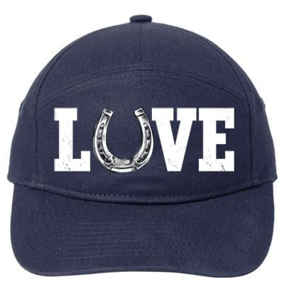 Love Horseshoe Horse Horseback Riding Lover Cow Gift 7-Panel Snapback Hat