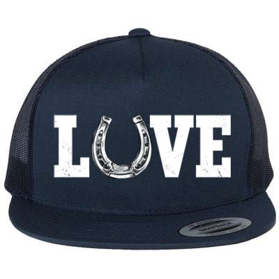 Love Horseshoe Horse Horseback Riding Lover Cow Gift Flat Bill Trucker Hat