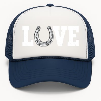 Love Horseshoe Horse Horseback Riding Lover Cow Gift Trucker Hat