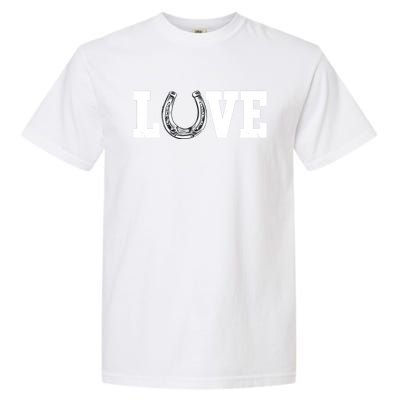 Love Horseshoe Horse Horseback Riding Lover Cow Gift Garment-Dyed Heavyweight T-Shirt