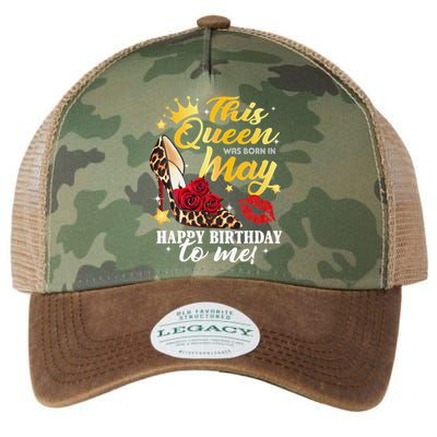 Leopard High Heel This Queen Was Born In May Happy Birthday Legacy Tie Dye Trucker Hat