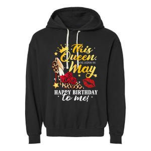 Leopard High Heel This Queen Was Born In May Happy Birthday Garment-Dyed Fleece Hoodie