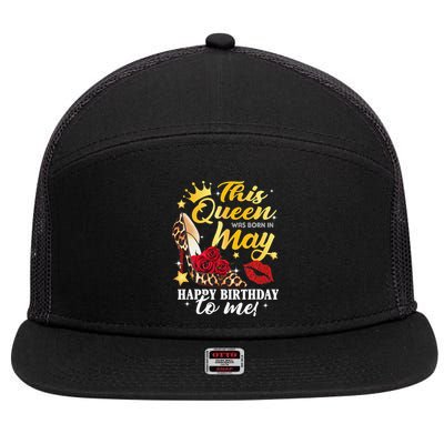 Leopard High Heel This Queen Was Born In May Happy Birthday 7 Panel Mesh Trucker Snapback Hat