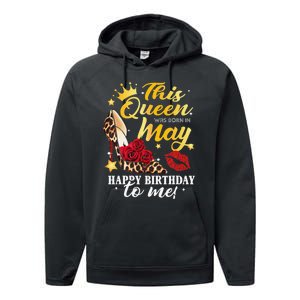 Leopard High Heel This Queen Was Born In May Happy Birthday Performance Fleece Hoodie