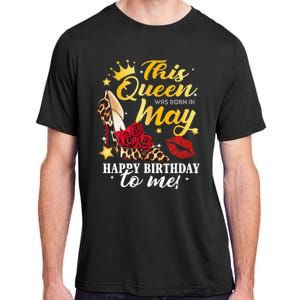 Leopard High Heel This Queen Was Born In May Happy Birthday Adult ChromaSoft Performance T-Shirt