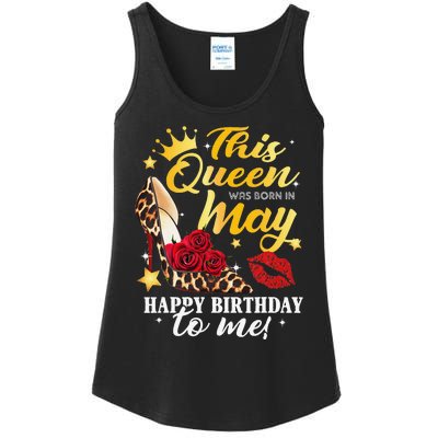 Leopard High Heel This Queen Was Born In May Happy Birthday Ladies Essential Tank