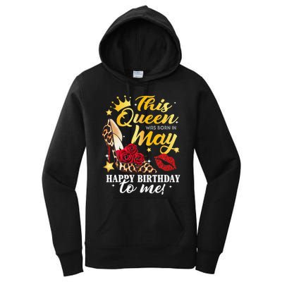 Leopard High Heel This Queen Was Born In May Happy Birthday Women's Pullover Hoodie