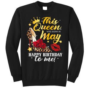 Leopard High Heel This Queen Was Born In May Happy Birthday Tall Sweatshirt