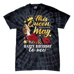 Leopard High Heel This Queen Was Born In May Happy Birthday Tie-Dye T-Shirt