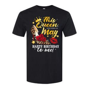 Leopard High Heel This Queen Was Born In May Happy Birthday Softstyle CVC T-Shirt