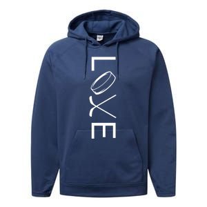 Love Hockey Hockey Meaningful Gift Performance Fleece Hoodie