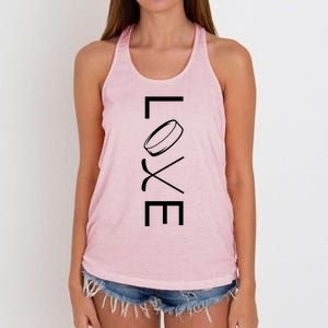 Love Hockey Hockey Meaningful Gift Women's Knotted Racerback Tank