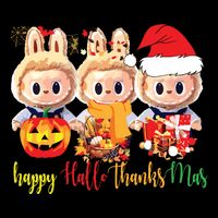 Labubu Happy Hallothanksmas Labubu Lovers Group Matching Bucket Hat