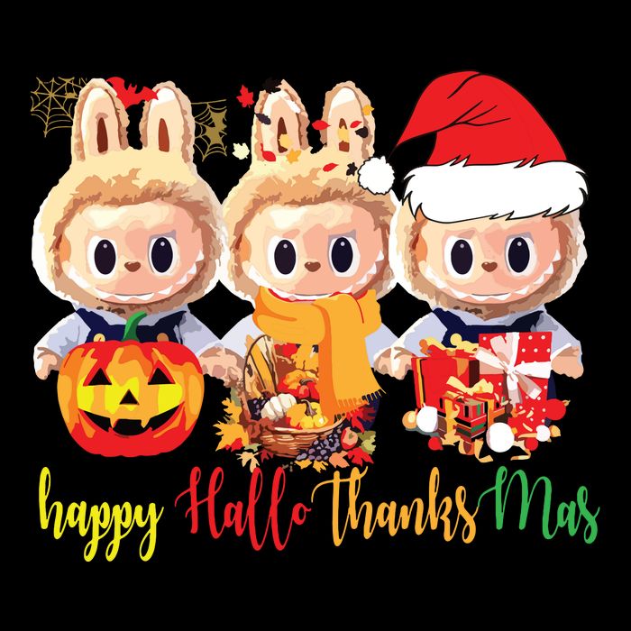 Labubu Happy Hallothanksmas Labubu Lovers Group Matching Bucket Hat