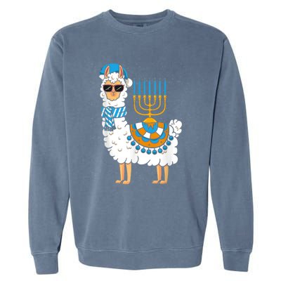 LLama Hanukkah Happy Hanukah Funny Pajama Family Matching Garment-Dyed Sweatshirt