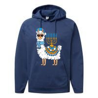 LLama Hanukkah Happy Hanukah Funny Pajama Family Matching Performance Fleece Hoodie