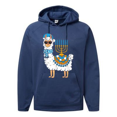 LLama Hanukkah Happy Hanukah Funny Pajama Family Matching Performance Fleece Hoodie