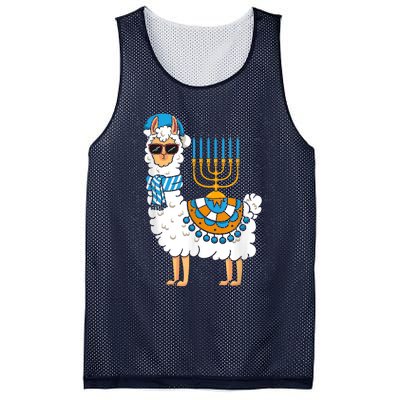 LLama Hanukkah Happy Hanukah Funny Pajama Family Matching Mesh Reversible Basketball Jersey Tank