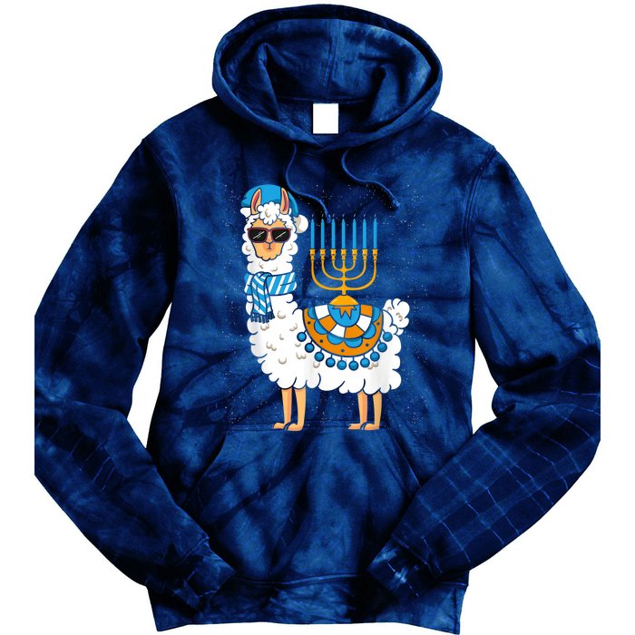 LLama Hanukkah Happy Hanukah Funny Pajama Family Matching Tie Dye Hoodie