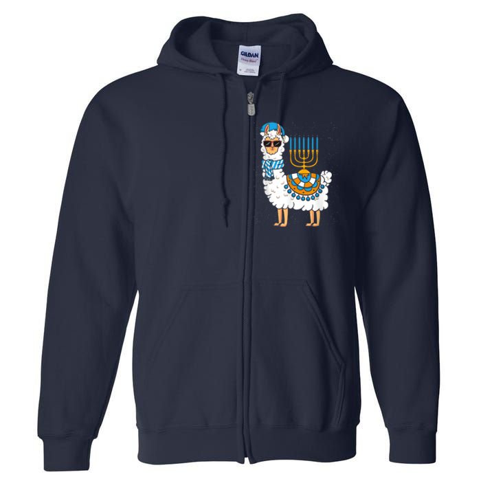 LLama Hanukkah Happy Hanukah Funny Pajama Family Matching Full Zip Hoodie