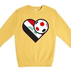 Love Heart Iraqi Futbol Soccer Team Premium Crewneck Sweatshirt