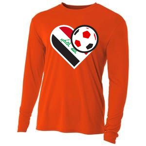 Love Heart Iraqi Futbol Soccer Team Cooling Performance Long Sleeve Crew