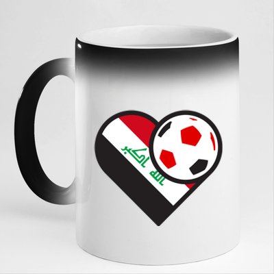 Love Heart Iraqi Futbol Soccer Team 11oz Black Color Changing Mug