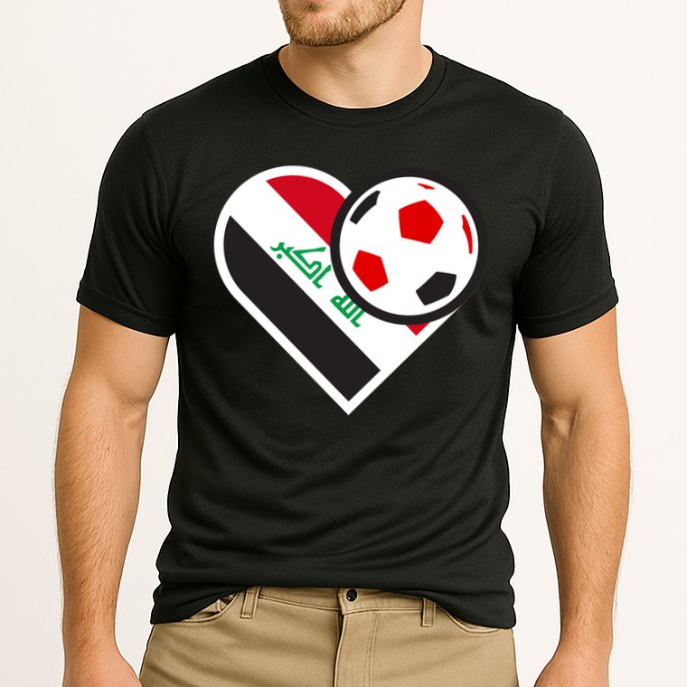 Love Heart Iraqi Futbol Soccer Team Cooling Performance Crew T-Shirt