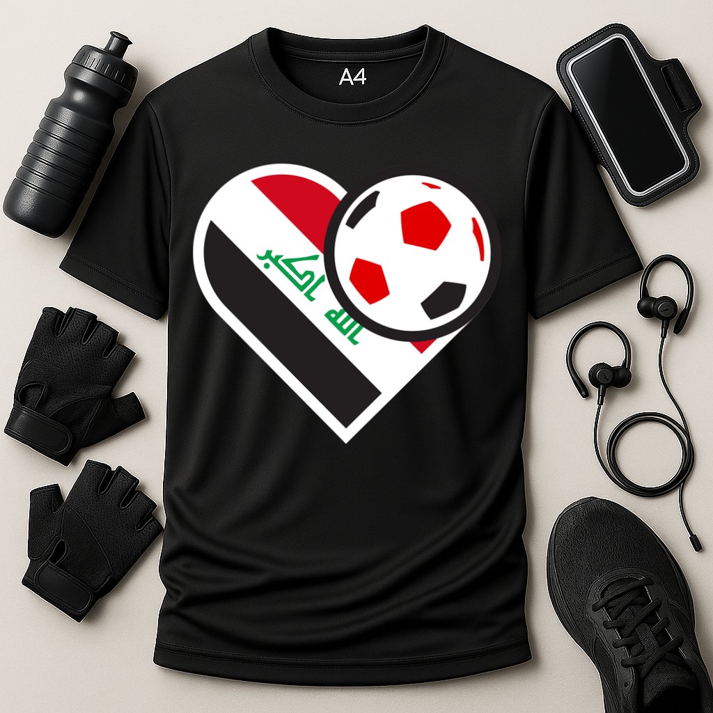 Love Heart Iraqi Futbol Soccer Team Cooling Performance Crew T-Shirt