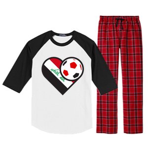 Love Heart Iraqi Futbol Soccer Team Raglan Sleeve Pajama Set