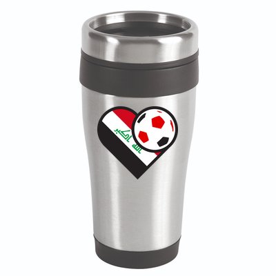 Love Heart Iraqi Futbol Soccer Team 16oz Travel Tumbler