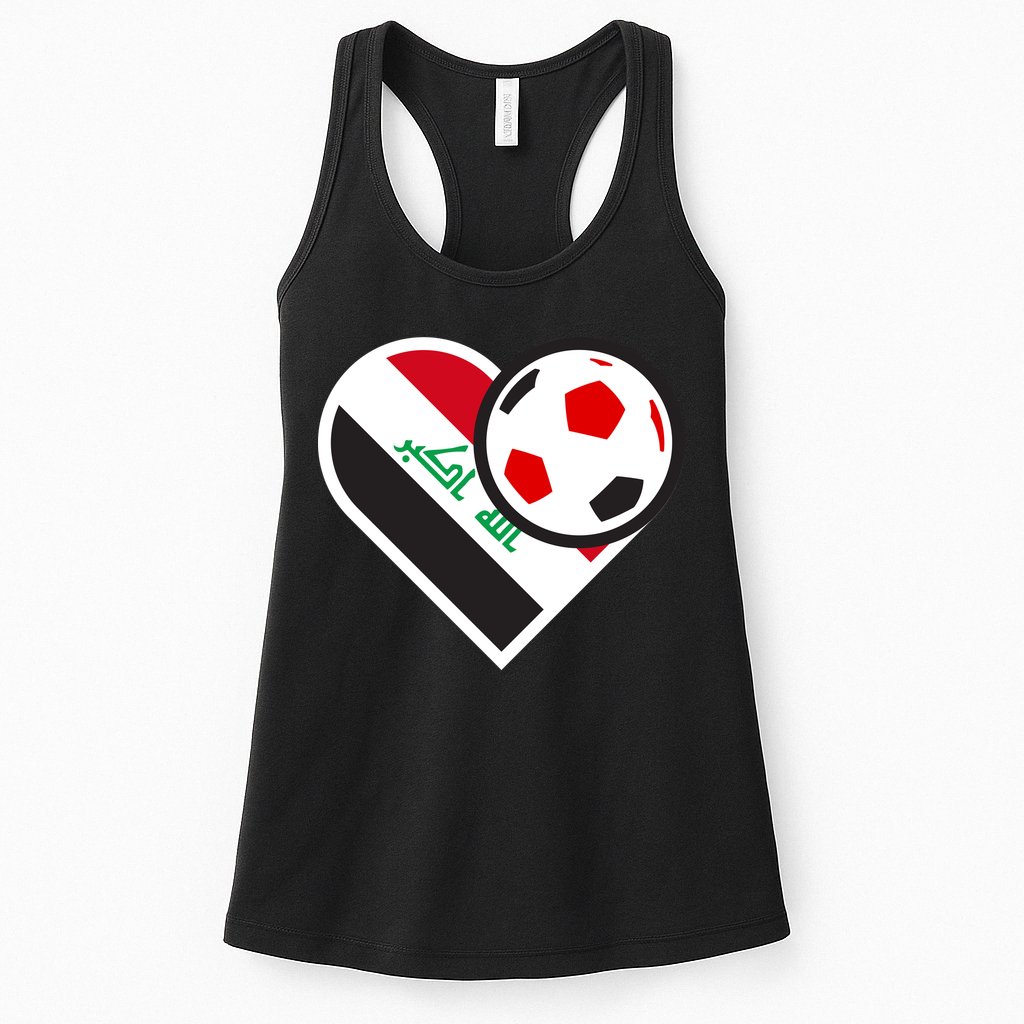 Love Heart Iraqi Futbol Soccer Team Womens Tank Top