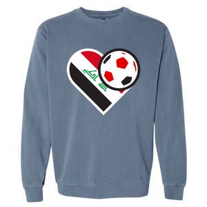 Love Heart Iraqi Futbol Soccer Team Garment-Dyed Sweatshirt