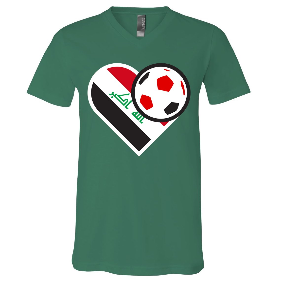 Love Heart Iraqi Futbol Soccer Team V-Neck T-Shirt