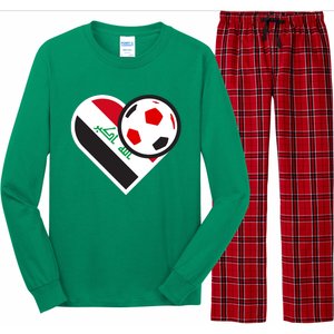 Love Heart Iraqi Futbol Soccer Team Long Sleeve Pajama Set