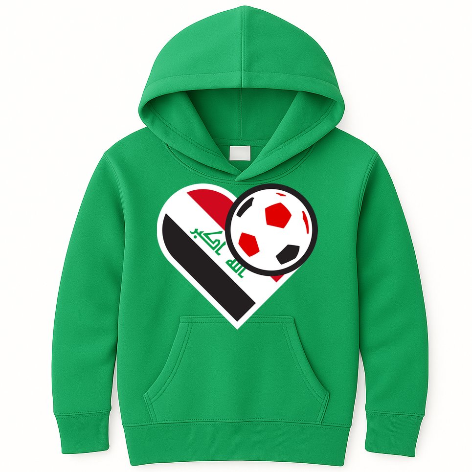 Love Heart Iraqi Futbol Soccer Team Kids Hoodie