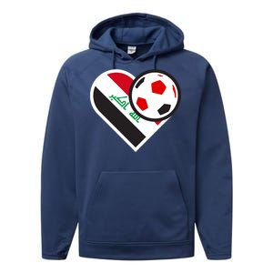 Love Heart Iraqi Futbol Soccer Team Performance Fleece Hoodie