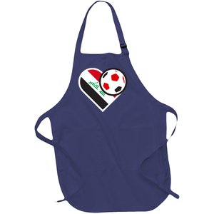 Love Heart Iraqi Futbol Soccer Team Full-Length Apron With Pockets