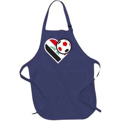 Love Heart Iraqi Futbol Soccer Team Full-Length Apron With Pockets