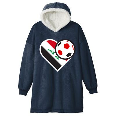 Love Heart Iraqi Futbol Soccer Team Hooded Wearable Blanket