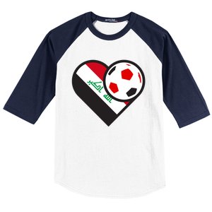 Love Heart Iraqi Futbol Soccer Team Baseball Sleeve Shirt