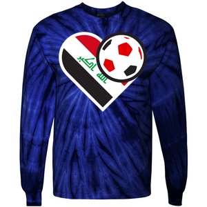 Love Heart Iraqi Futbol Soccer Team Tie-Dye Long Sleeve Shirt