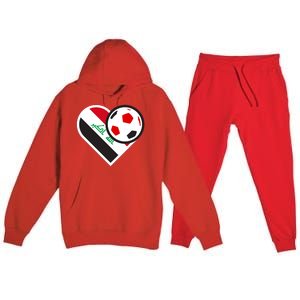 Love Heart Iraqi Futbol Soccer Team Premium Hooded Sweatsuit Set