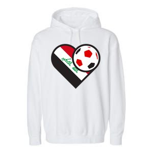 Love Heart Iraqi Futbol Soccer Team Garment-Dyed Fleece Hoodie